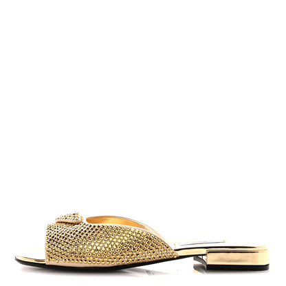 Prada Satin Crystal Logo 10mm Slide Sandals 38 Platino 1 of 9