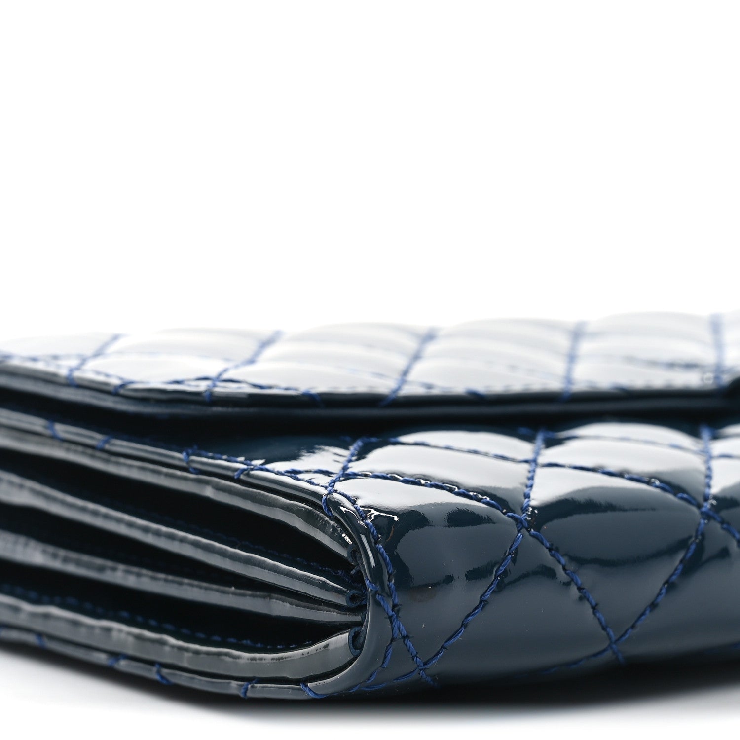 Chanel Patent Calfskin Quilted Brilliant East West Flap Clutch Blue 9 of 11