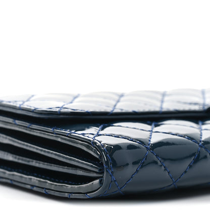 Chanel Patent Calfskin Quilted Brilliant East West Flap Clutch Blue 9 of 11