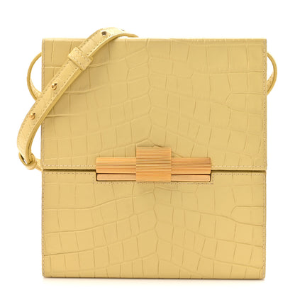 Bottega Veneta Calfskin Crocodile Embossed Daisey Box Clutch Yellow 1 of 12