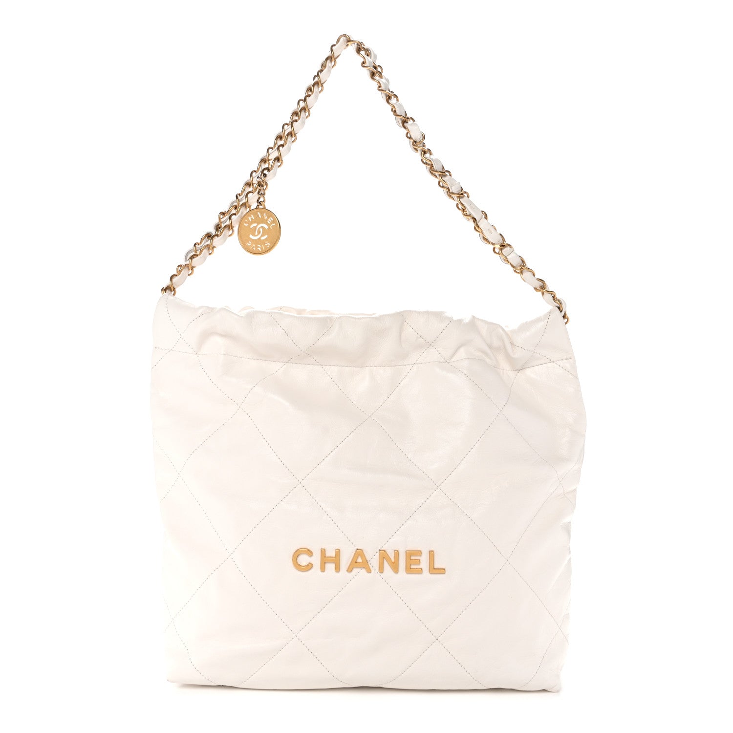 Chanel Shiny Calfskin Quilted Small Chanel 22 White 1 of 11
