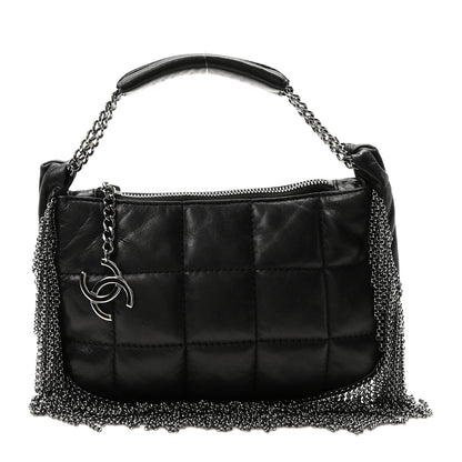 Chanel Lambskin Square Quilted Chain Fringe Pochette Black 1 of 10
