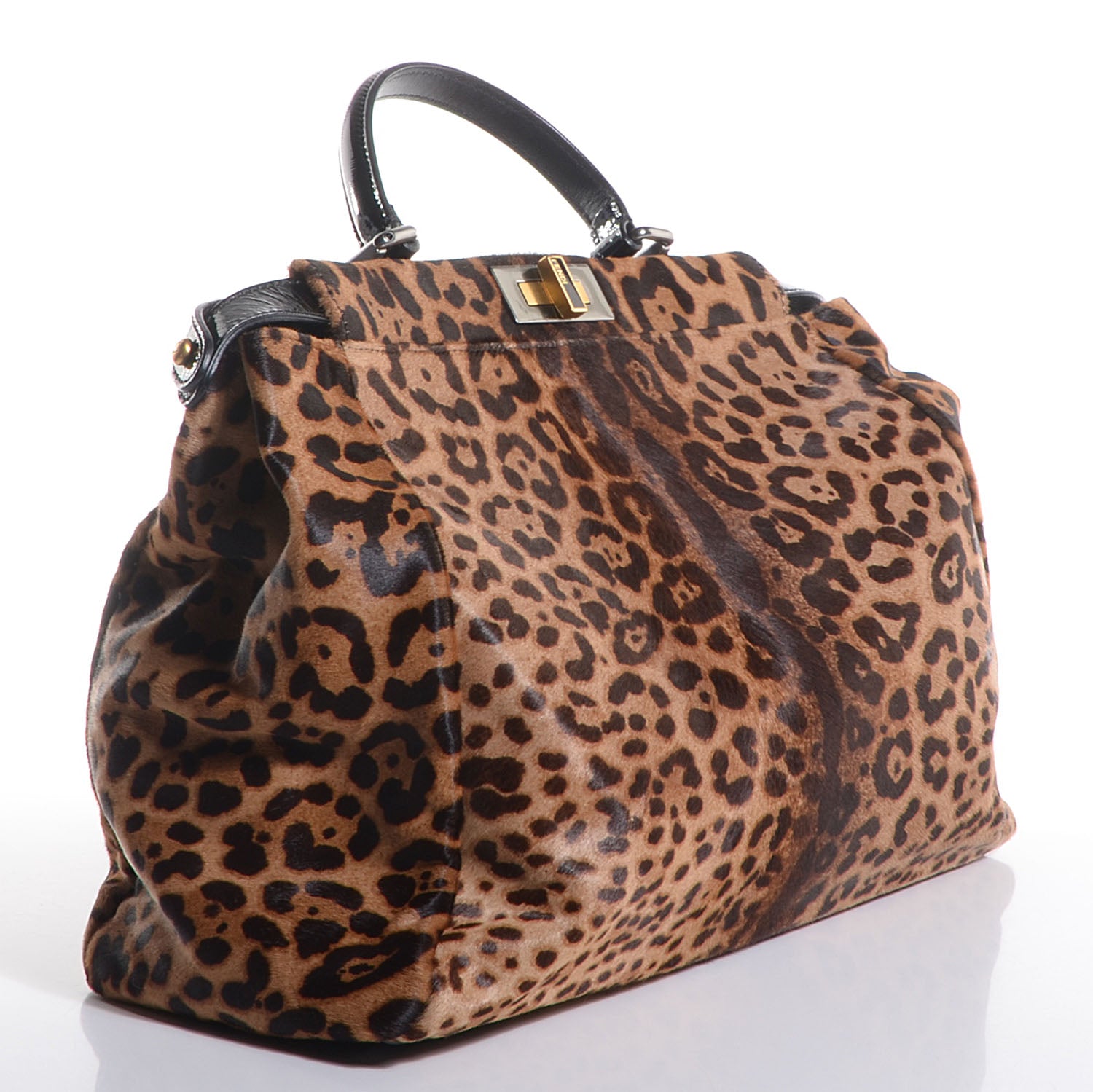 Fendi Calf Hair Leopard Print Zucca Large Peekaboo Iconic Satchel Tobacco 3 of 8