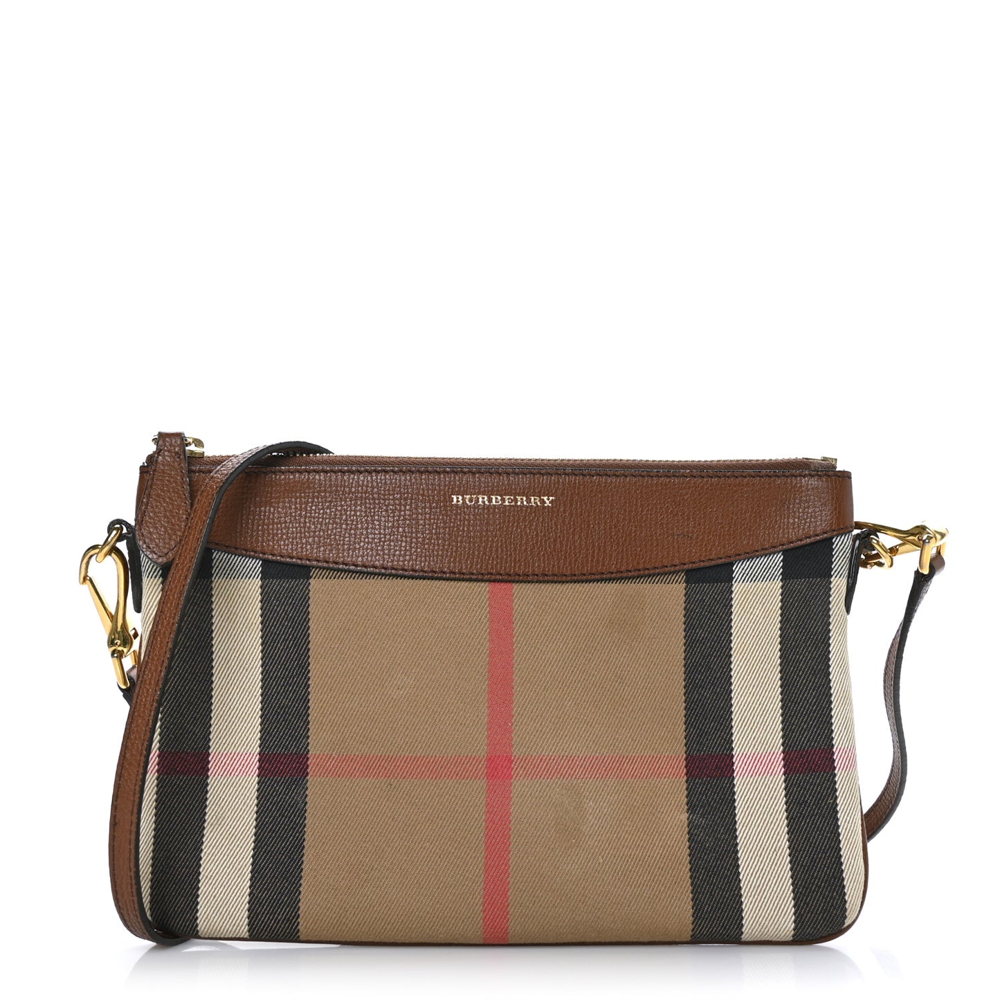 House Check Derby Peyton Crossbody Clutch Bag Tan
