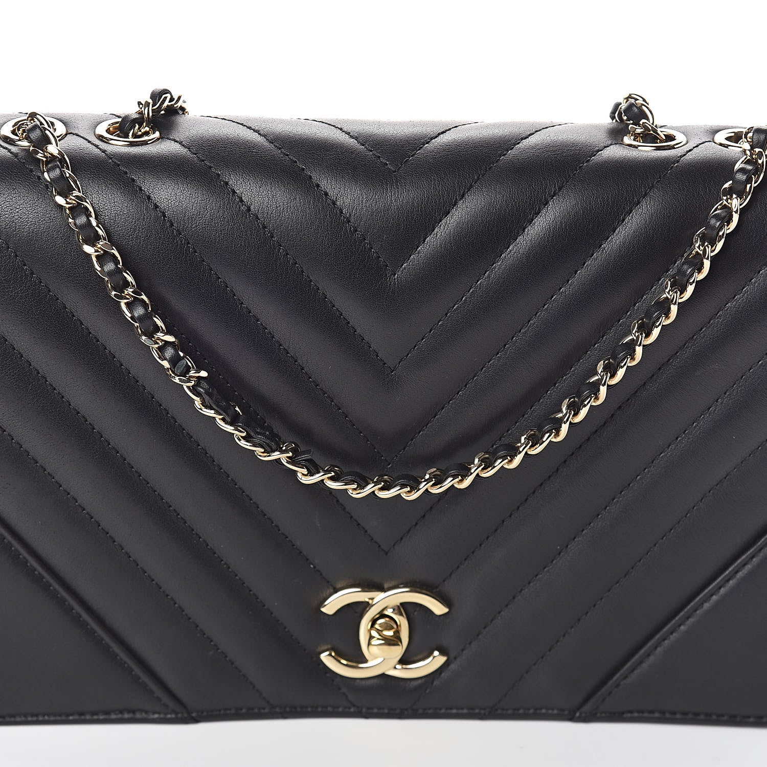 Chanel Calfskin Chevron Quilted Statement Flap Black 8 of 11