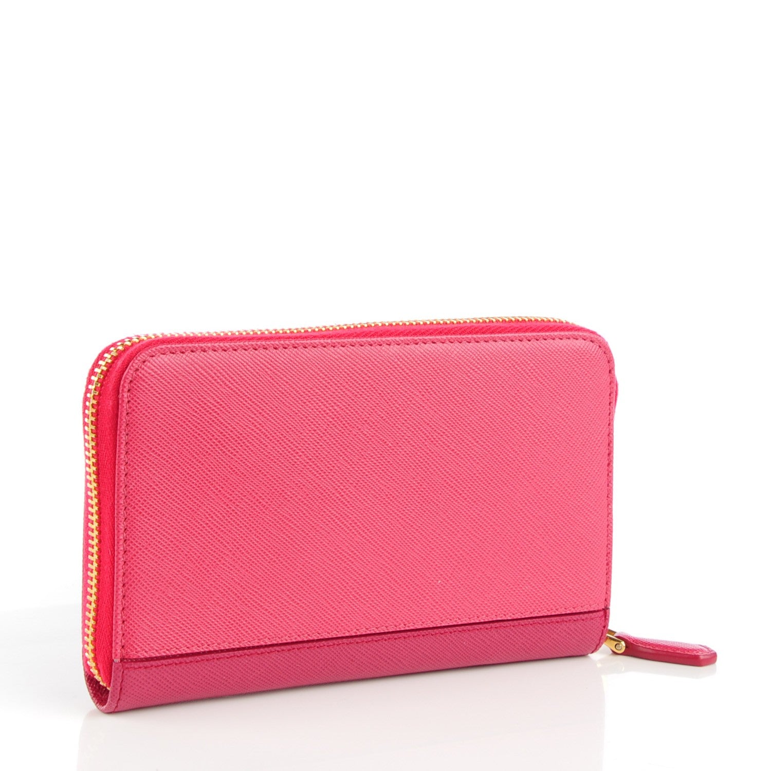 Prada Saffiano Metal Bi-Color Zip Around Wallet Peonia Ibisco 3 of 8