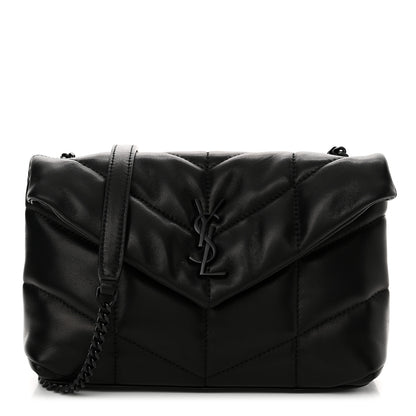 Saint Laurent Lambskin Quilted Toy Loulou Puffer Monogram Monochrome Chain Satchel Black 1 of 10
