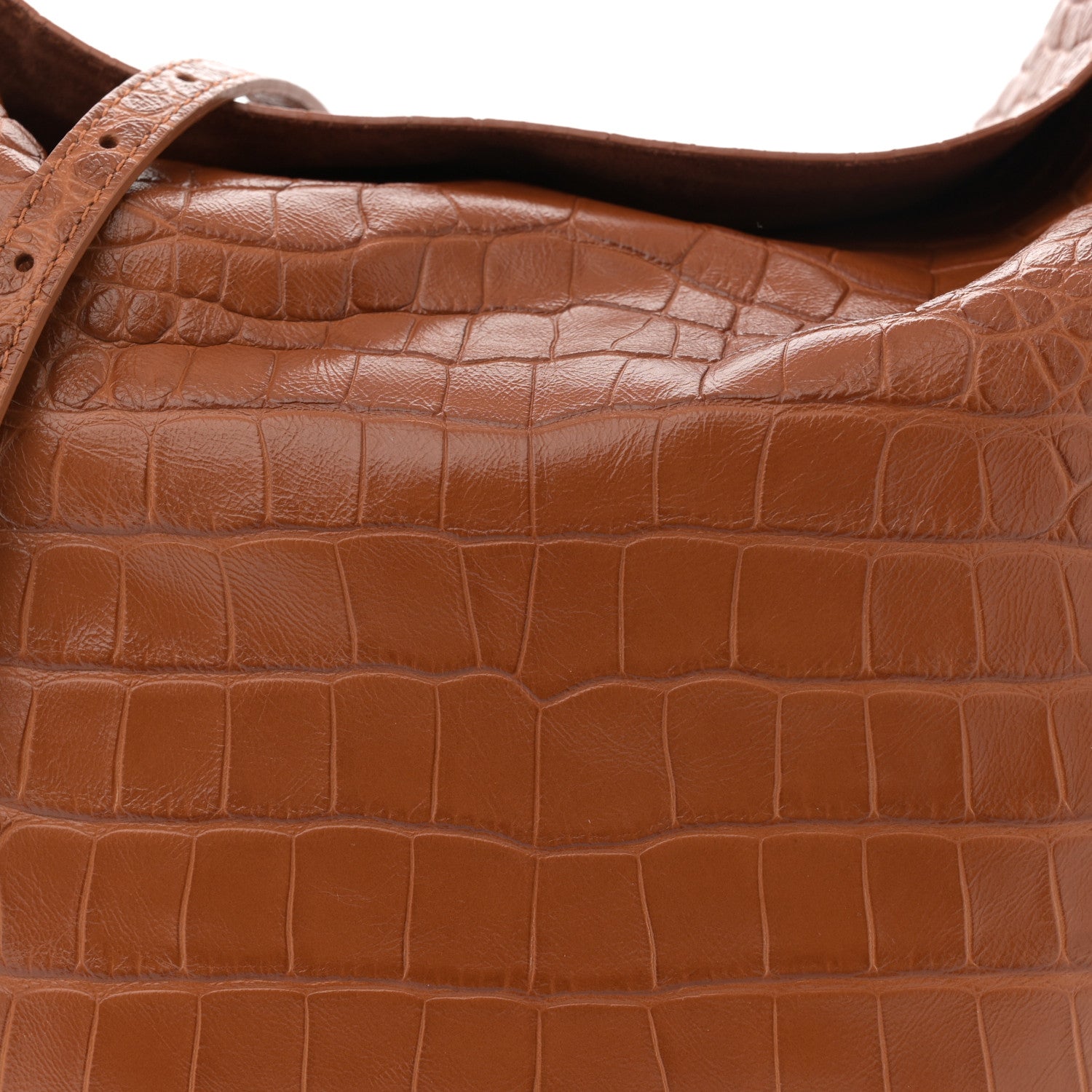 Balenciaga Extra Supple Calfskin Crocodile Embossed Small Tool 2.0 North-South Tote Camel 9 of 15