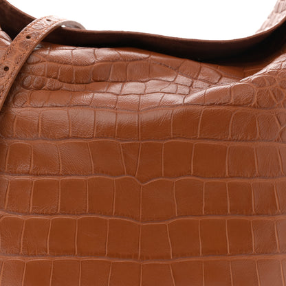 Balenciaga Extra Supple Calfskin Crocodile Embossed Small Tool 2.0 North-South Tote Camel 9 of 15