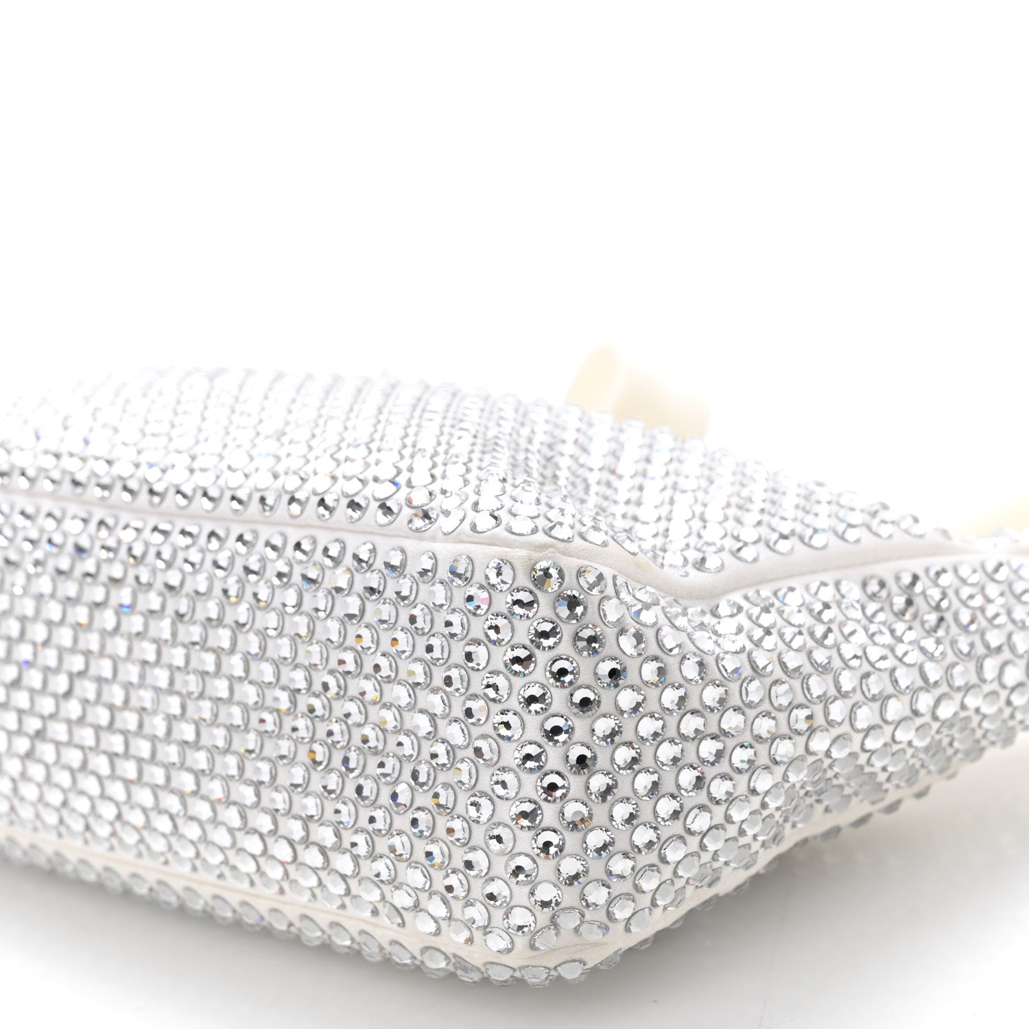 Prada Satin Crystal Mini Re-Edition 2000 Bag White 10 of 12
