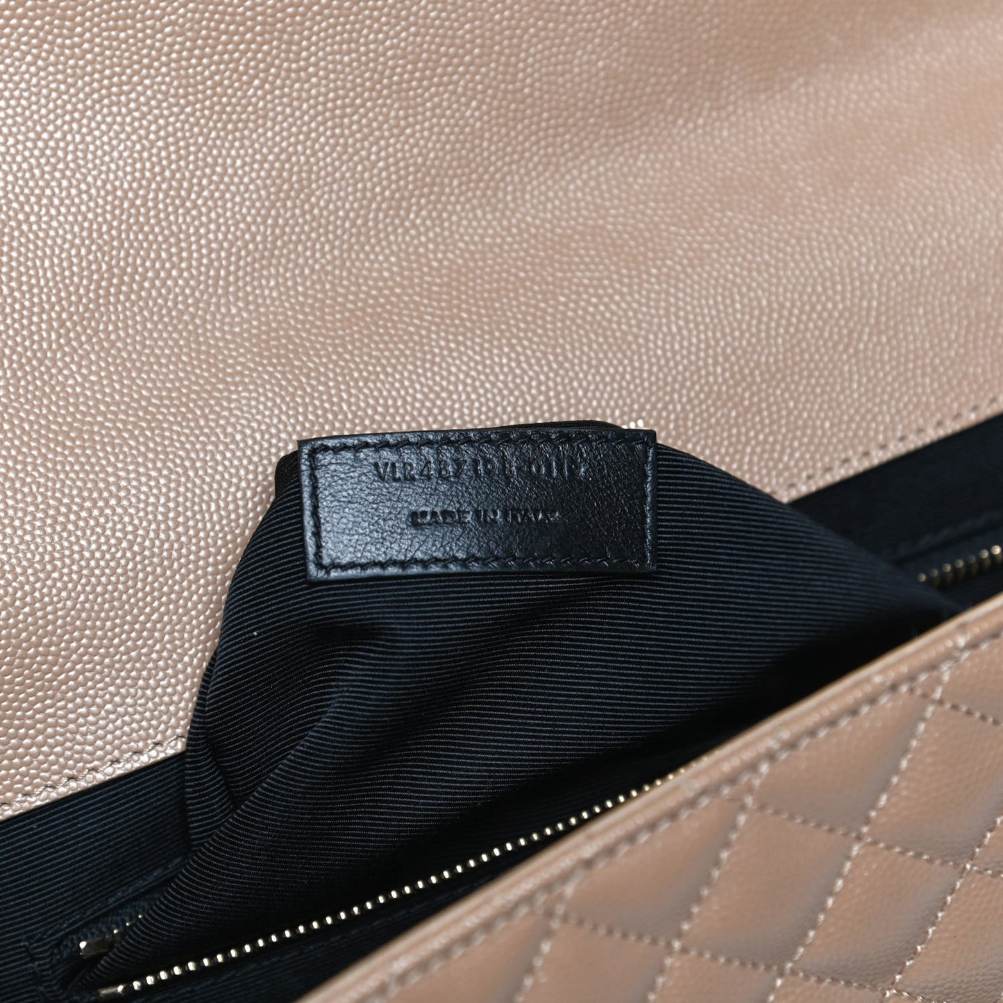 Grain De Poudre Textured Mixed Matelasse Triquilt Large Monogram Satchel Cork
