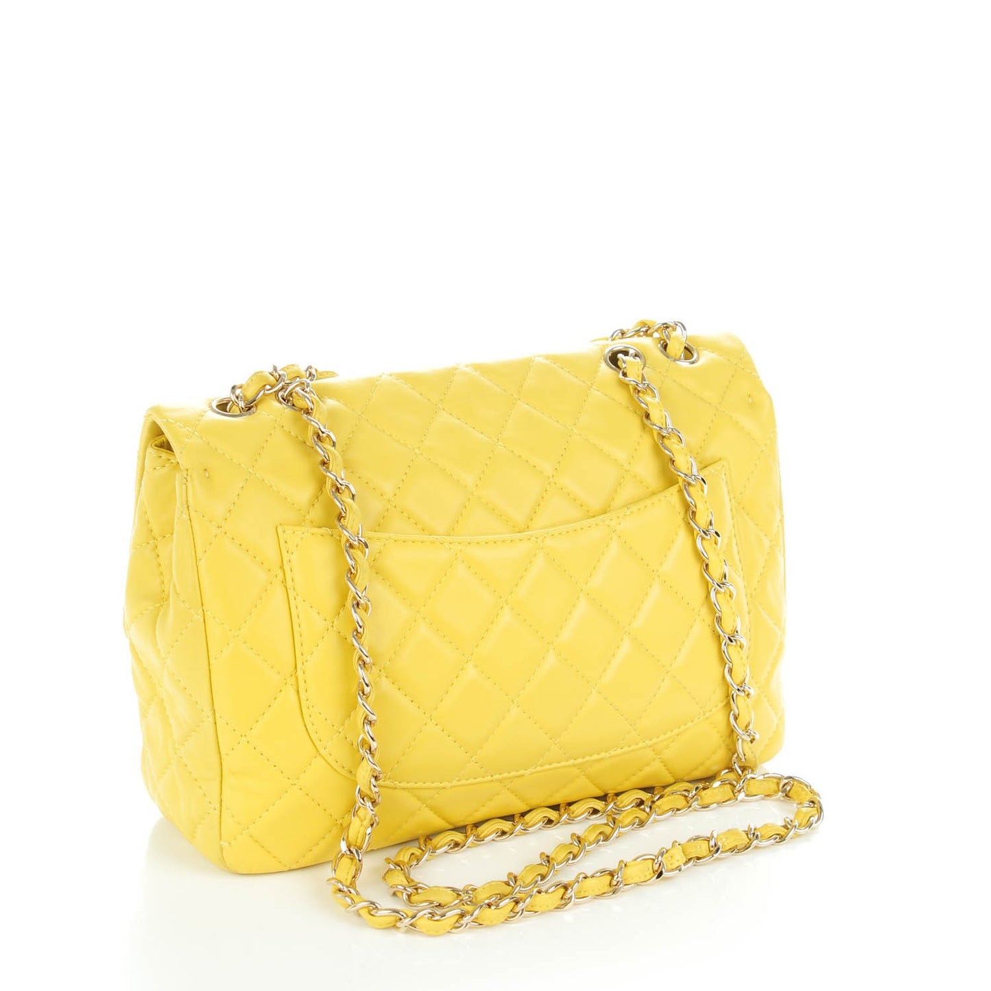 Lambskin Quilted Jumbo Single Flap Yellow