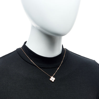 Van Cleef & Arpels 18K Rose Gold Diamond Silver Obsidian Vintage Alhambra Pendant Necklace 2 of 6