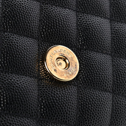 Saint Laurent Grain De Poudre Textured Mixed Matelasse Triquilt Medium Monogram Satchel Black 11 of 11
