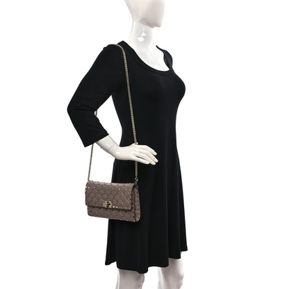 Valentino Garavani Lambskin Rockstud Spike Wallet on Chain Poudre 2 of 8