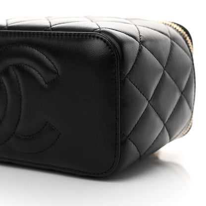Chanel Lambskin Quilted Pearl Crush Small Vanity Case With Chain Black 10 of 11