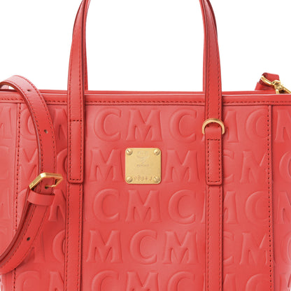 MCM Calfskin Monogram Mini Toni Tote Poppy Red 9 of 9