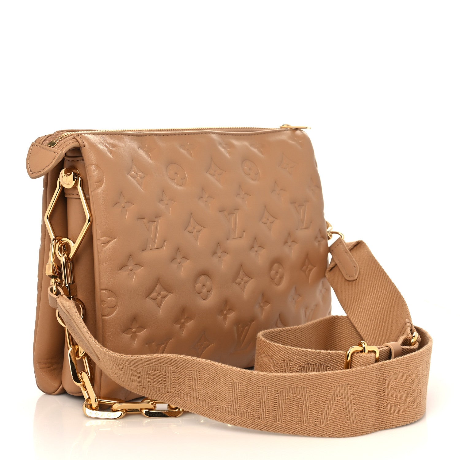 Louis Vuitton Lambskin Embossed Monogram Coussin PM Camel 3 of 8