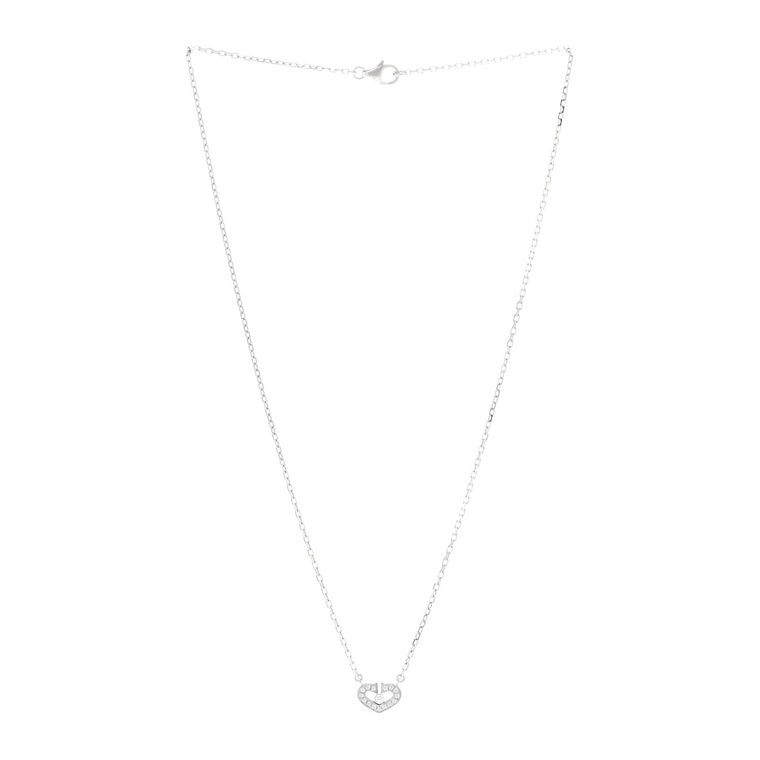 Cartier 18K White Gold Diamond Extra Small C Hearts And Symbols Necklace 3 of 4