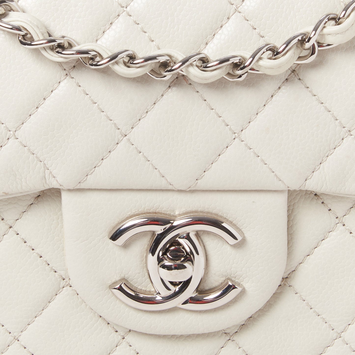 Caviar Quilted Maxi Single Flap White