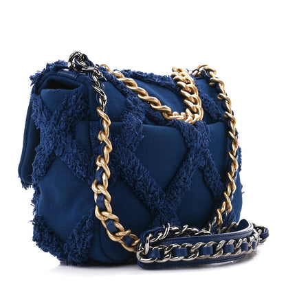 Chanel Cotton Canvas Quilted Medium Chanel 19 Flap Navy Blue 3 of 14