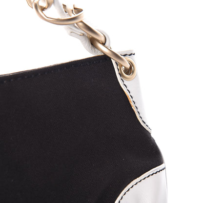 Chanel Lambskin Canvas CC Small Olsen Chain Shoulder Bag White Black 12 of 13