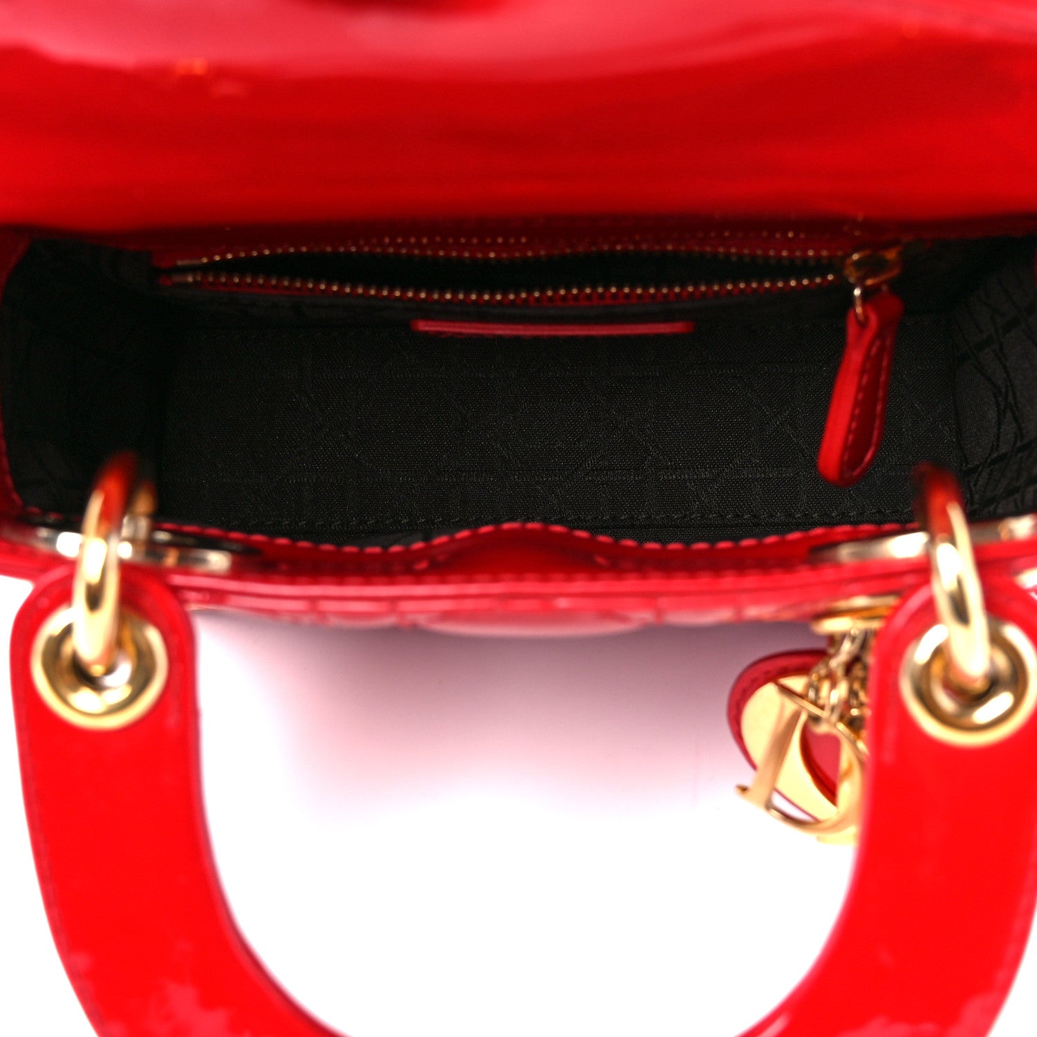 Christian Dior Patent Cannage Mini Lady Dior Red 5 of 10