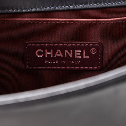 Chanel Glazed Calfskin Quilted Small Boy Chained Flap Navy 6 of 10
