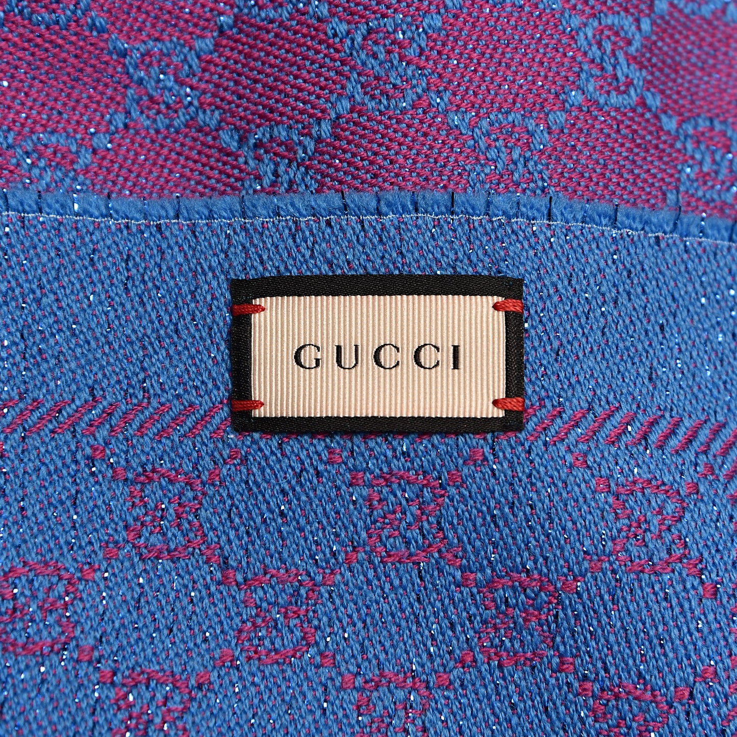 Wool Lame Jacquard GG Monogram Stenlux Scarf Fuxia Sky Blue