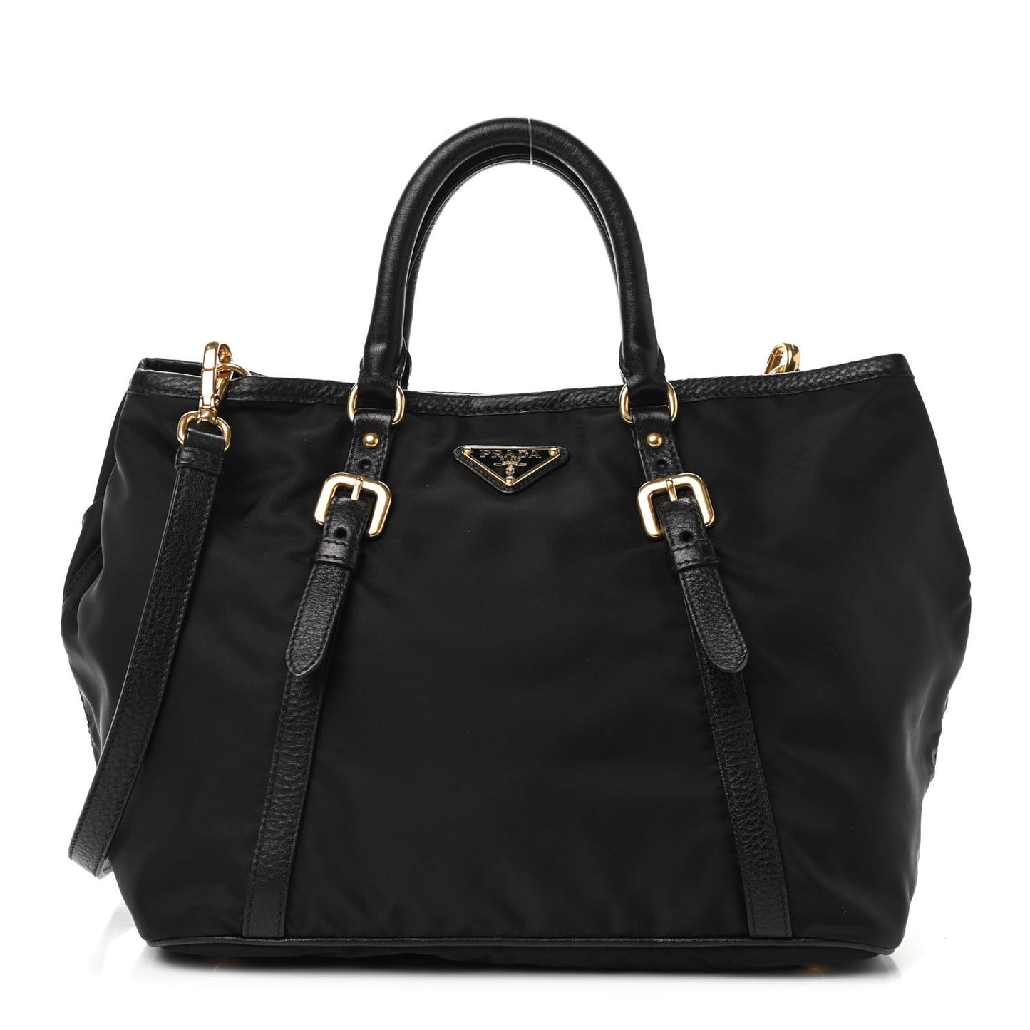 Tessuto Nylon Vitello Daino Tote Black