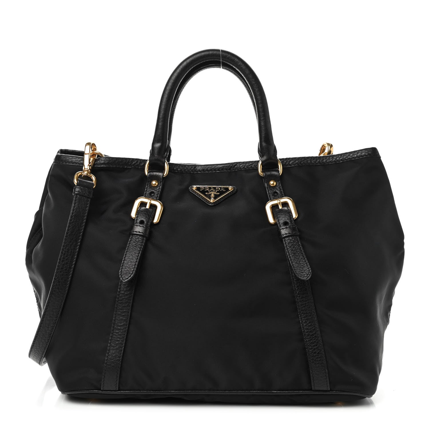 Prada Tessuto Nylon Vitello Daino Tote Black 1 of 9