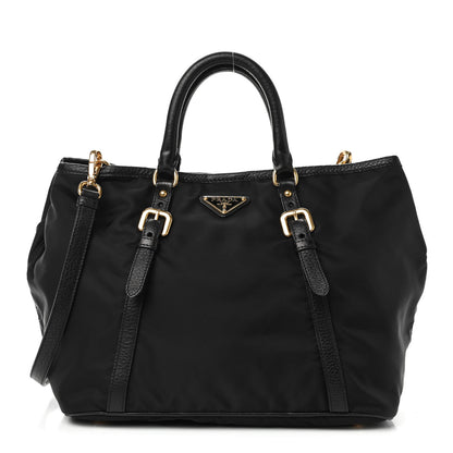 Prada Tessuto Nylon Vitello Daino Tote Black 1 of 9