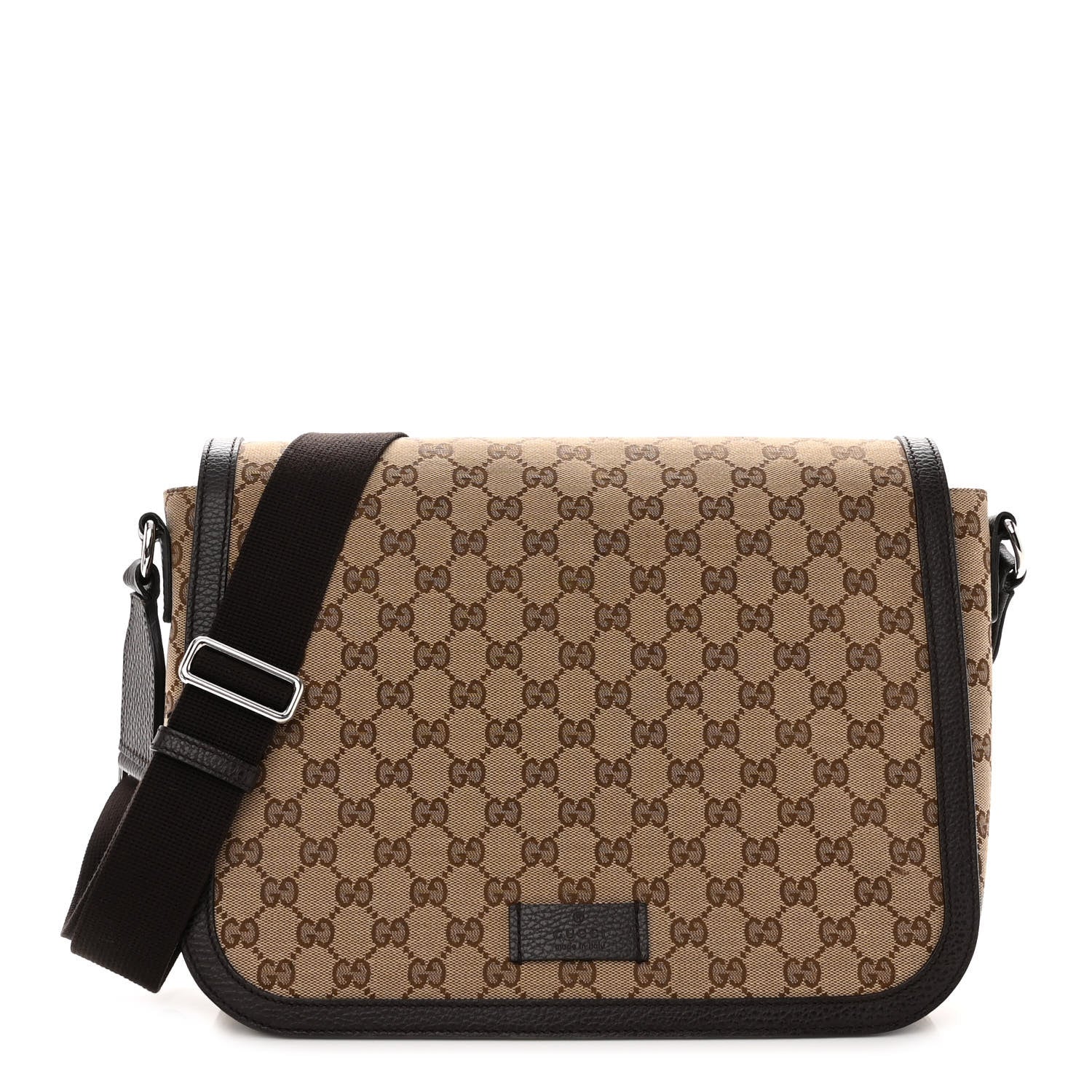 Gucci Monogram Large Flap Messenger Bag Beige Dark Brown 1 of 11