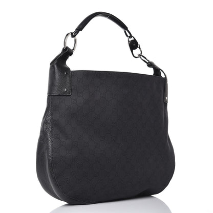 Gucci Monogram Calfskin Horsebit Classic Ring Hobo Black 3 of 8