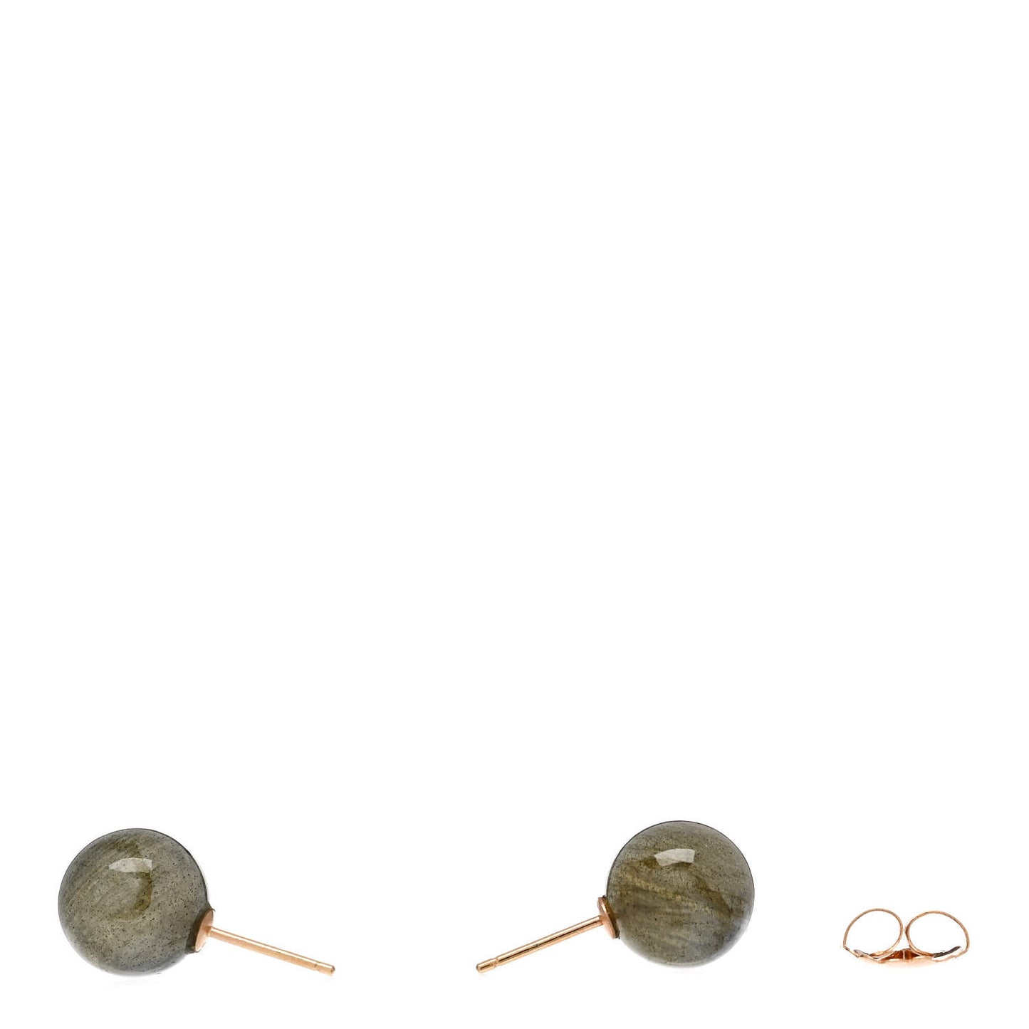 18K Rose Gold Labradorite Large Gumball Stud Earrings