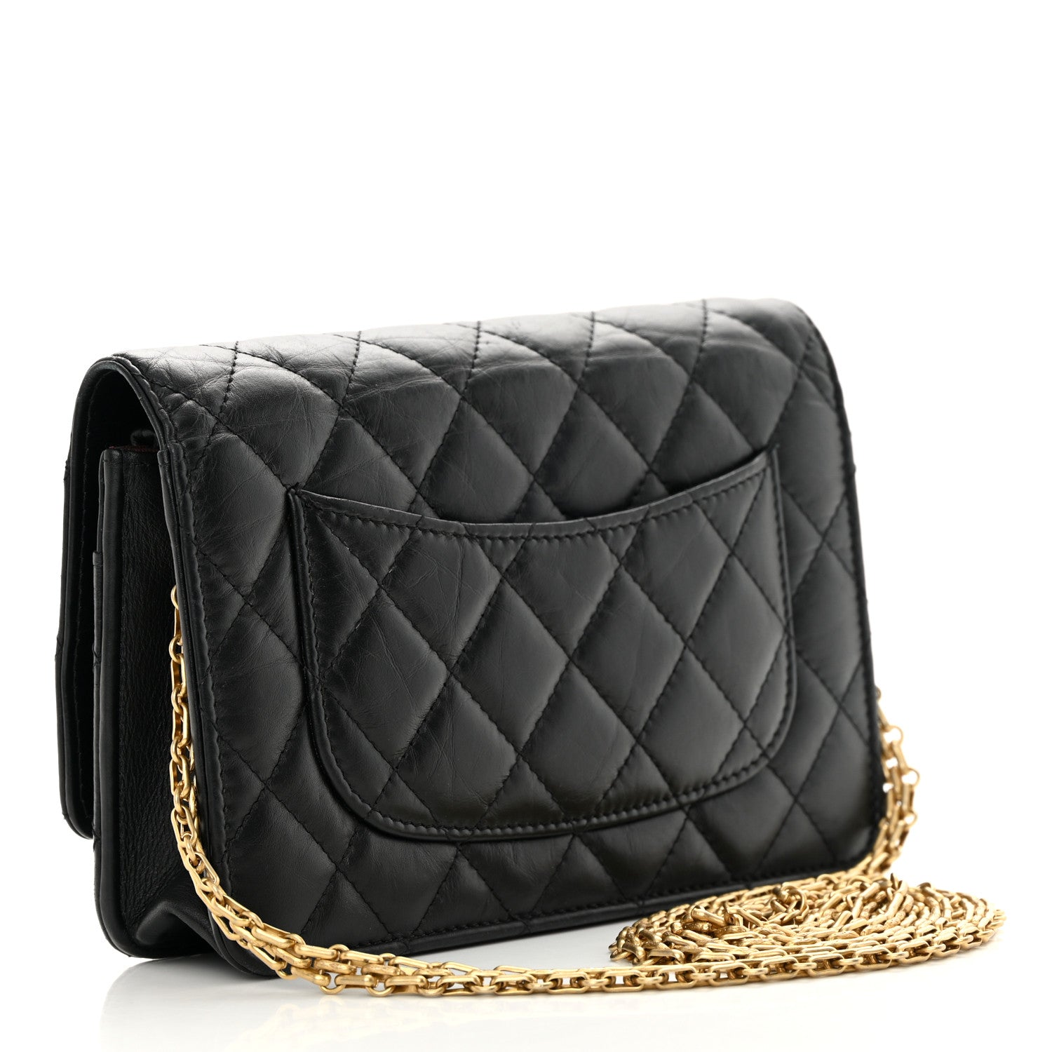 Chanel Aged Calfskin Quilted Reissue Wallet On Chain WOC Black 3 of 15
