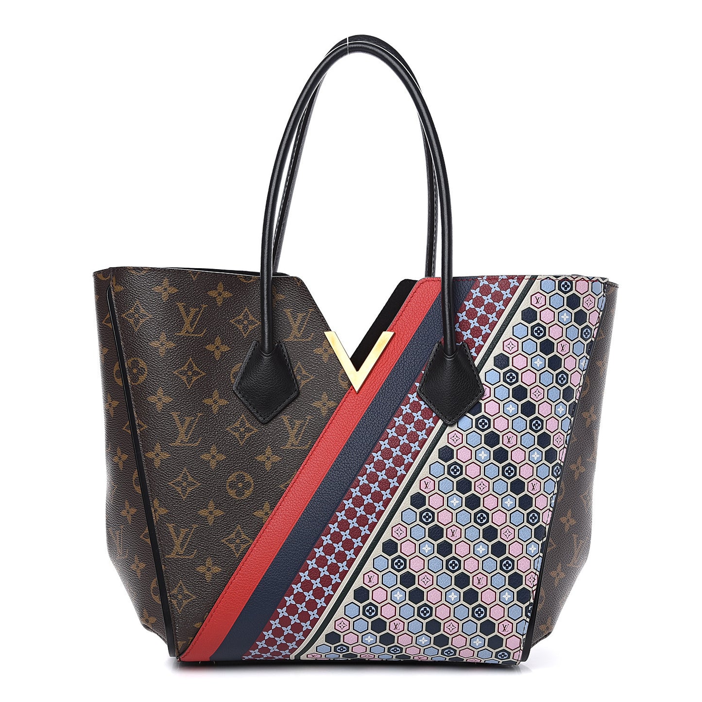 Calfskin Monogram Kimono Tote MM Rouge Navy