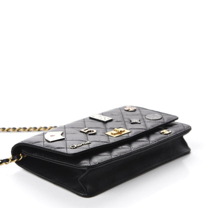Chanel Aged Calfskin Quilted Lucky Charms Casino 2.55 Reissue Wallet On Chain WOC Black 4 of 12