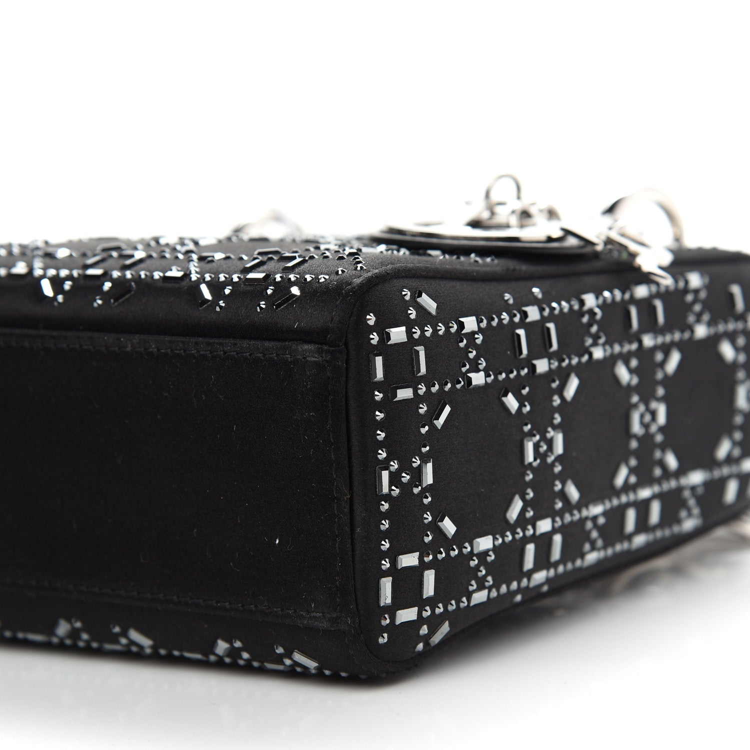 Christian Dior Satin Crystal Cannage Mini Lady Dior Black 7 of 8