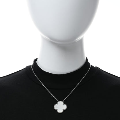Van Cleef & Arpels 18K White Gold Mother of Pearl Magic Alhambra Pendant Necklace 2 of 5