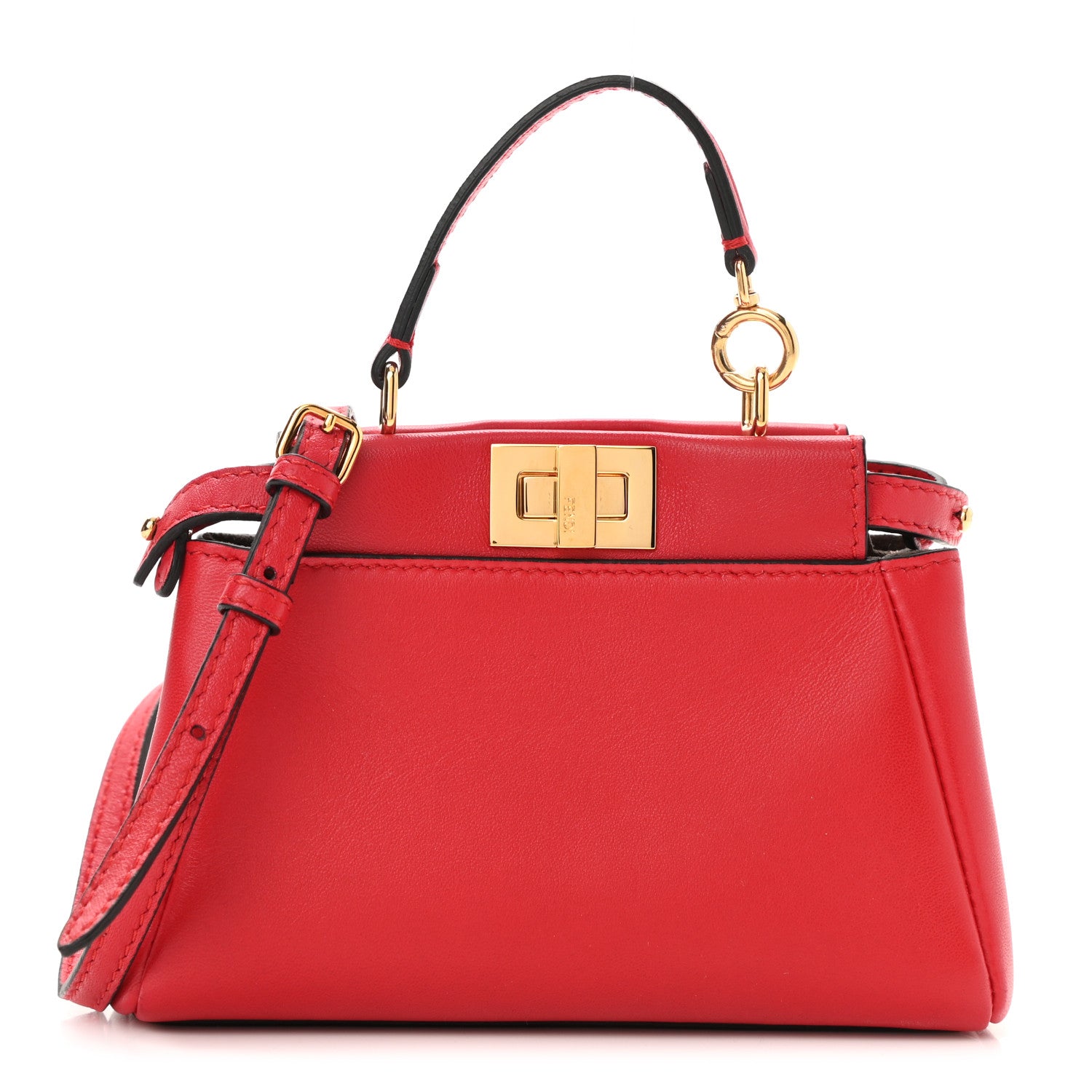 Fendi Shiny Nappa Micro Peekaboo Iconic Satchel Fragola 1 of 8