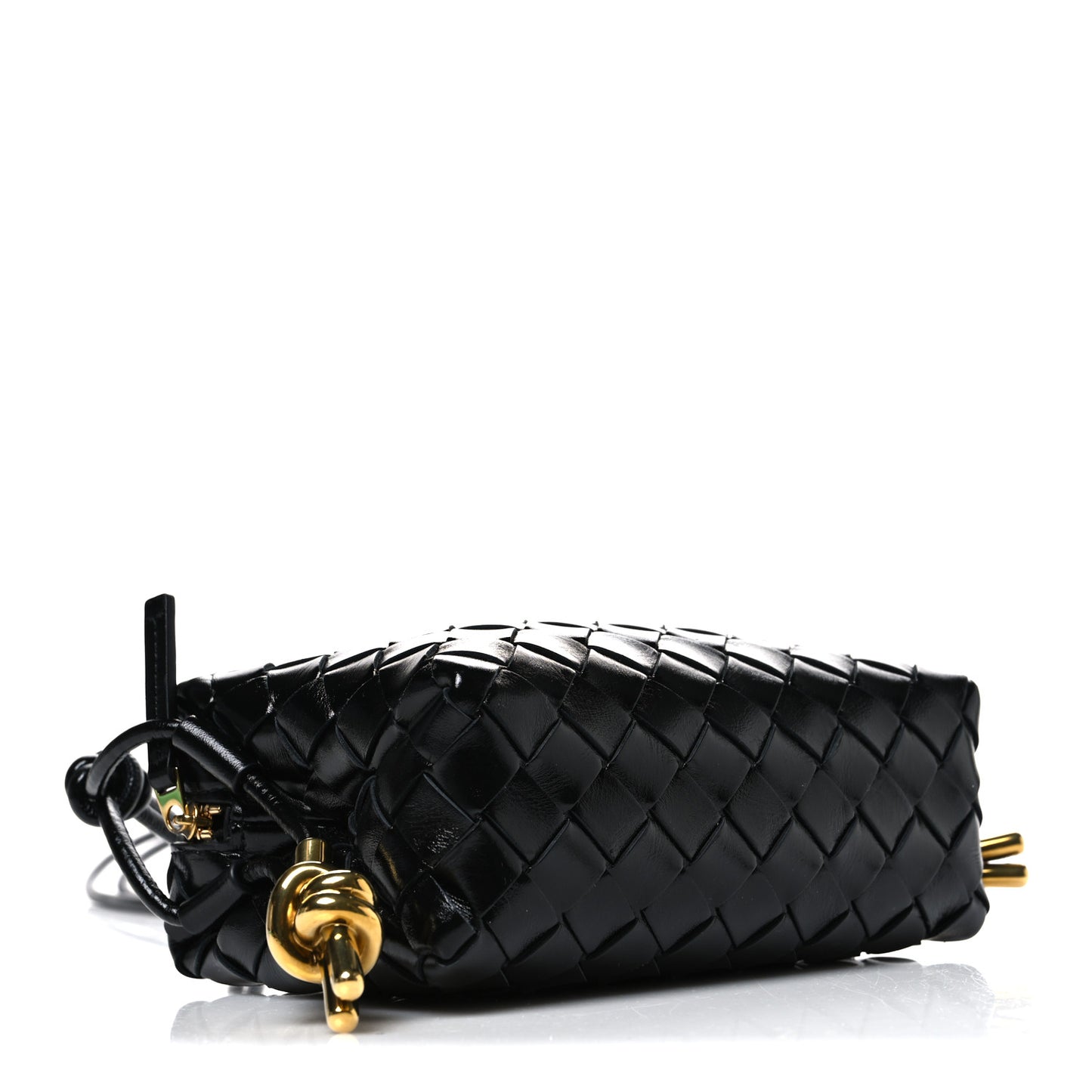 Polished Nappa Intrecciato Metallic Knot Mini Loop Camera Bag Black