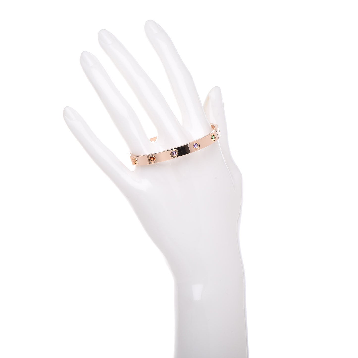 18K Pink Gold Sapphire Garnet Amethyst LOVE Bracelet 16
