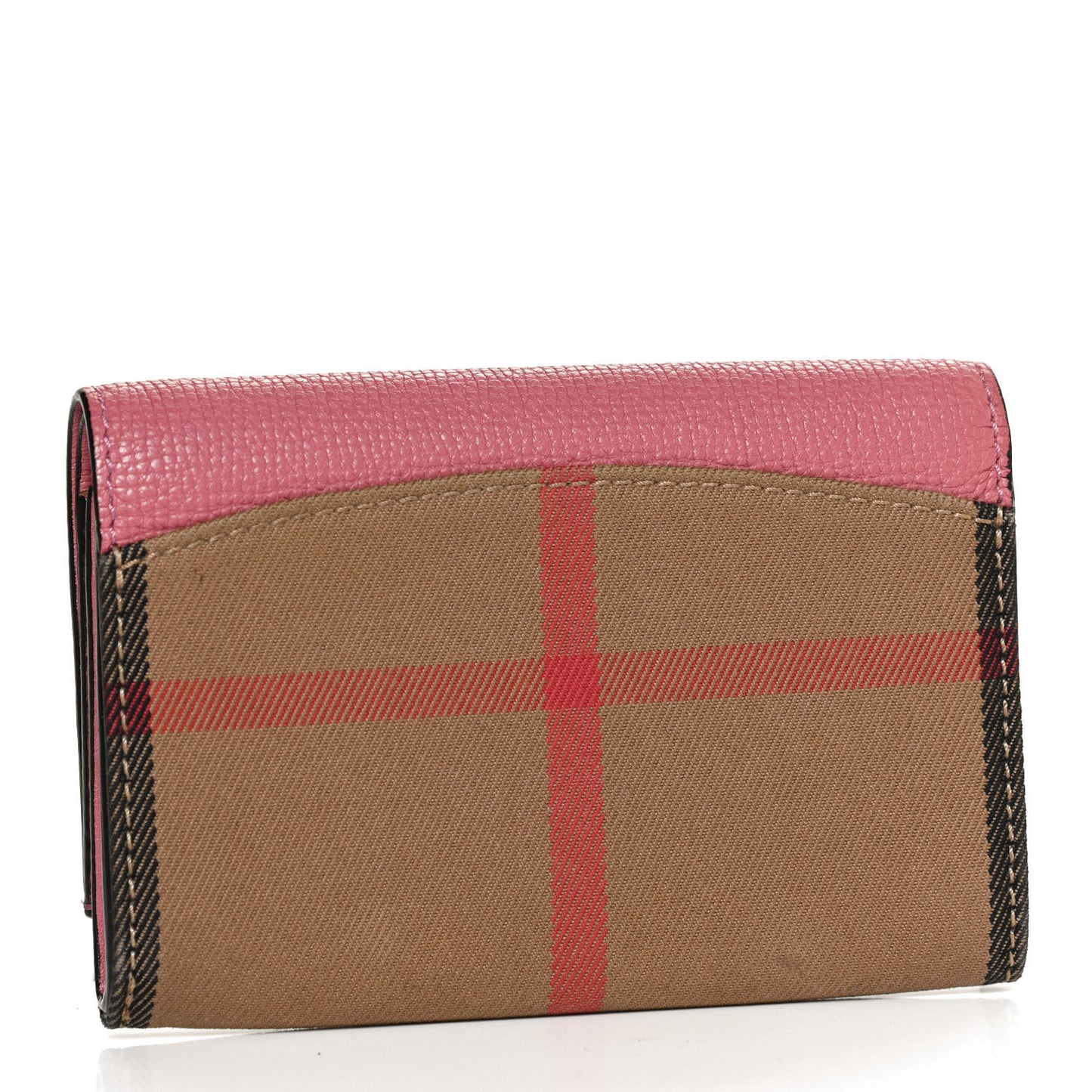 Grainy Calfskin House Check Wellington Wallet Pink