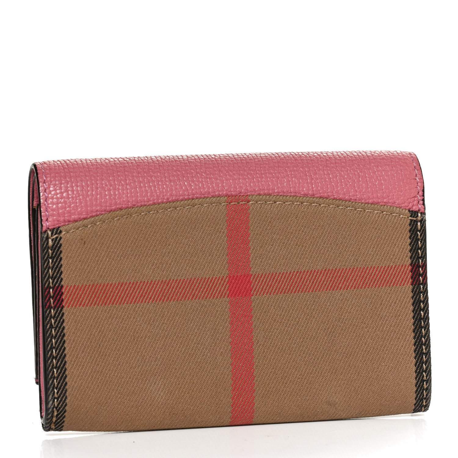 Burberry Grainy Calfskin House Check Wellington Wallet Pink 3 of 10