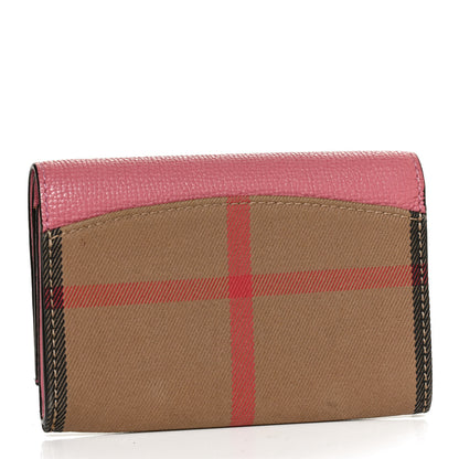 Burberry Grainy Calfskin House Check Wellington Wallet Pink 3 of 10