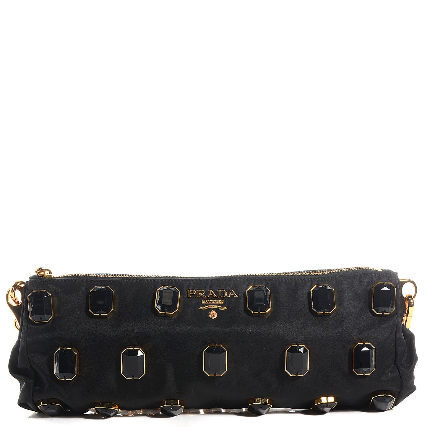 Tessuto Nylon Pietre Jeweled Shoulder Bag Nero Black