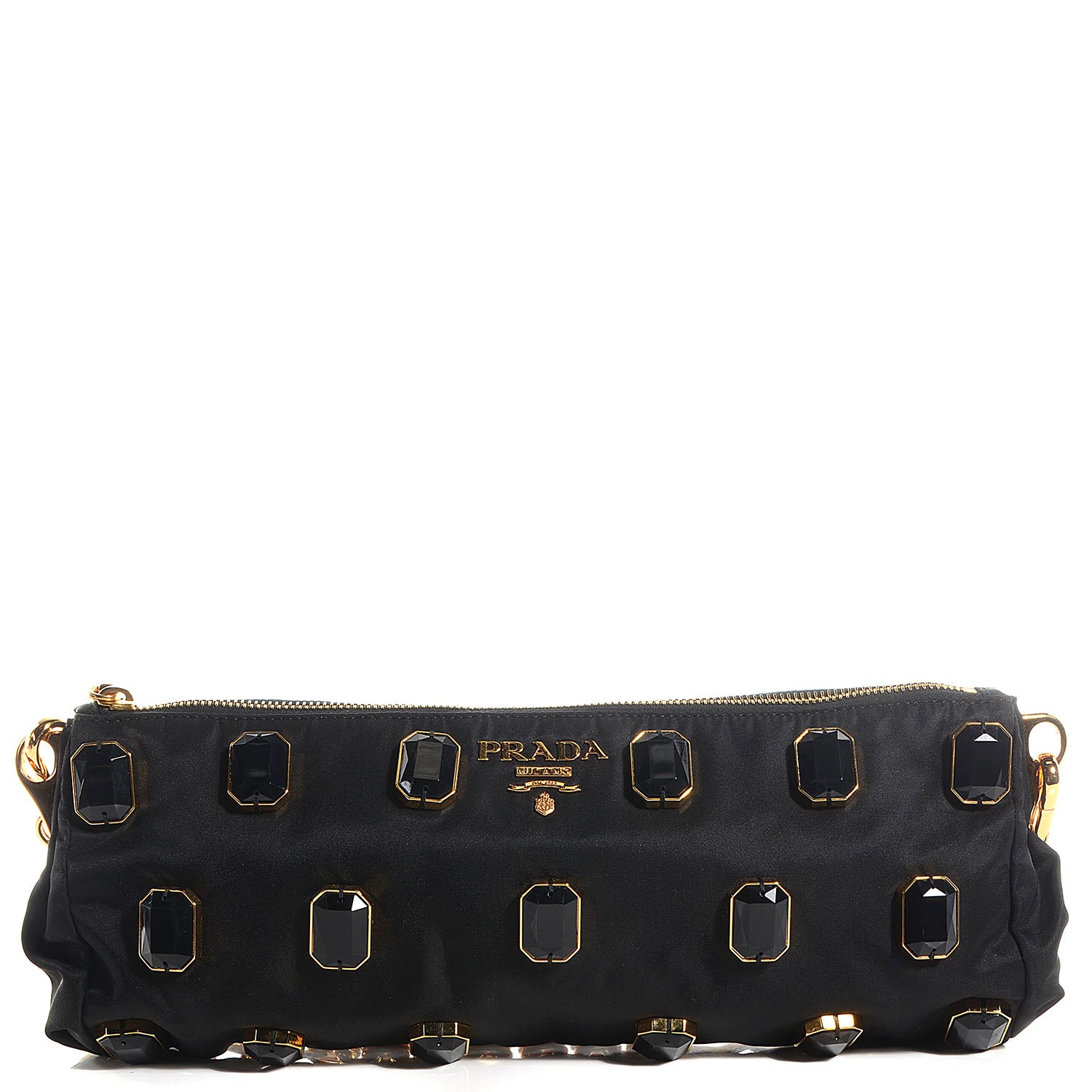 Prada Tessuto Nylon Pietre Jeweled Shoulder Bag Nero Black 1 of 9