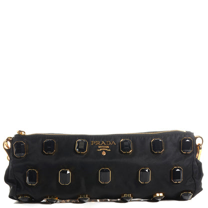 Prada Tessuto Nylon Pietre Jeweled Shoulder Bag Nero Black 1 of 9