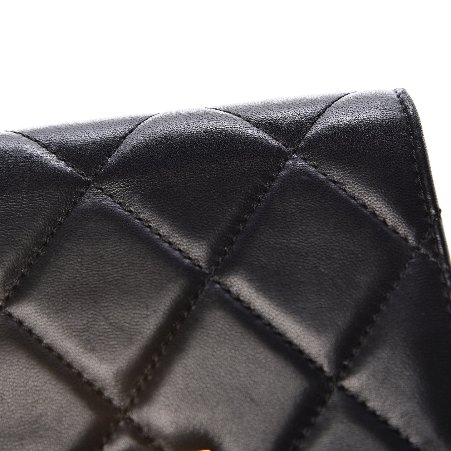 Lambskin Quilted Golden Class Wallet on Chain WOC Black